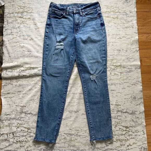 Old Navy high rise O. G. Straight leg raw hem jeans - Picture 2 of 11